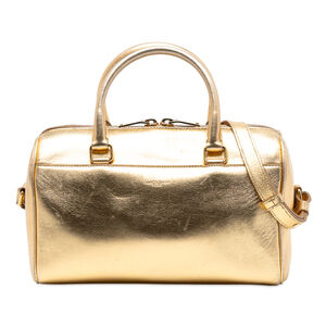 Pre-Loved Saint Laurent Baby Metallic Leather Classic Duffle Satchel